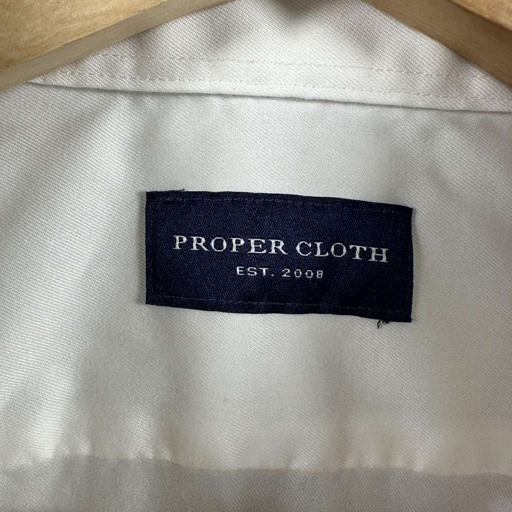 Proper Cloth Lot Of 2 Shirts Mens‎ 17.5 White Short Sleeve Button Down Cotton - Picture 13 of 16